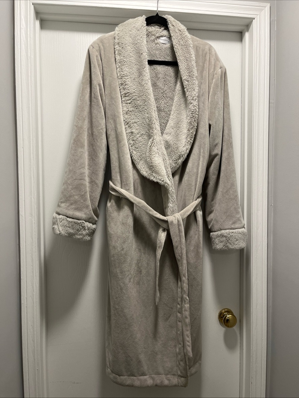 Saranoni Robe  S/M Gray Reversible Minky Soft Belted Lounge Luxury
